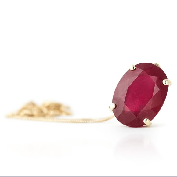 14K. SOLID GOLD NECKLACE WITH NATURAL OVAL RUBY